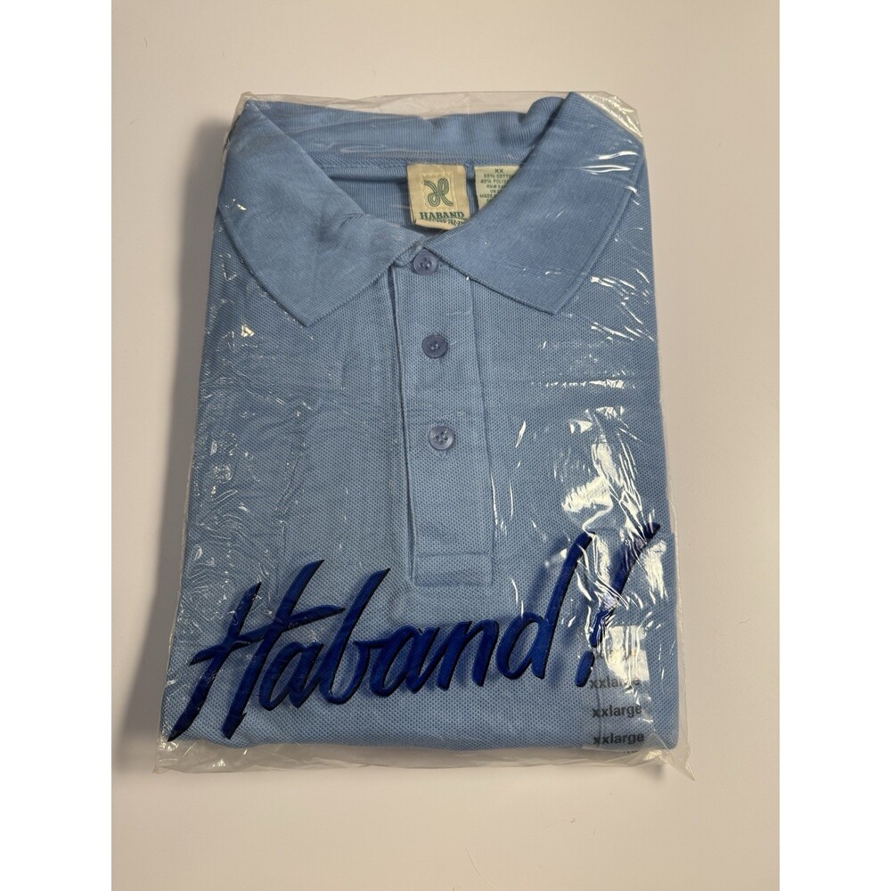 Vintage Haband Polo Shirt Mens XXL Light Blue Short Sleeve NIP Deadstock